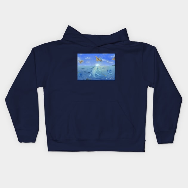 Hunting Plesiosaur Kids Hoodie by PsychicHuldra